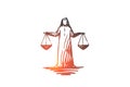 Justice, islam, weighing, balance concept. Hand drawn isolated vector.