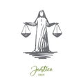 Justice, islam, weighing, balance concept. Hand drawn isolated vector.