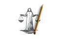 Justice, islam, weighing, balance concept. Hand drawn isolated vector.