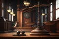 Justice lav legal gavel court background illustration Generative AI