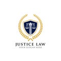 Justice law badge logo design template. emblem of attorney logo vector design