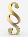 Justice and Law concept with a paragraph gold symbol isolated on white - 3D Rendering Royalty Free Stock Photo