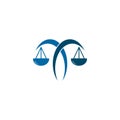 Justice law icon logo design with using scale illustration