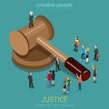 Justice and law, judgment and decision flat 3d isometric concept