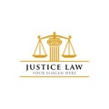 justice law logo design template. attorney logo vector design. scales and pillar of justice vector illustrations