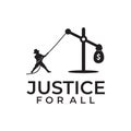 Justice law logo design with unbalance scale money logo design