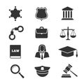 Justice, law, police vector icons