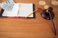 Justice law and books and wooden gavel tool on desk in  Lawyer office.concept Royalty Free Stock Photo