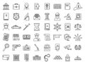 Justice legal icons set, outline style