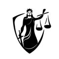 justice logo woman with scales