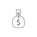 Justice money bag outline icon. Elements of Law illustration line icon. Signs, symbols and vectors can be used for web, logo,