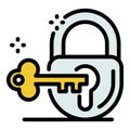 Justice padlock key icon color outline vector Royalty Free Stock Photo