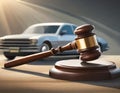 Justice on the road: gavel and cars concept illustration Royalty Free Stock Photo