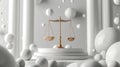 Justice scale balance abstract composition 3d rendering image, ai generated Royalty Free Stock Photo