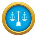 Justice scale icon blue vector isolated Royalty Free Stock Photo