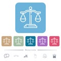 Justice scale outline flat icons on color rounded square backgrounds Royalty Free Stock Photo