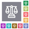 Justice scale outline square flat icons Royalty Free Stock Photo