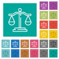Justice scale outline square flat multi colored icons Royalty Free Stock Photo