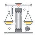 Justice scale related color line vector icon, illustration