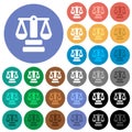 Justice scale solid round flat multi colored icons Royalty Free Stock Photo