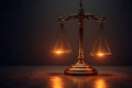 Justice scale symbolizing fairness in law studio setting professional photography dark background Royalty Free Stock Photo