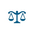 Justice Scales Blue Icon On White Background. Blue Flat Style Vector Illustration Royalty Free Stock Photo