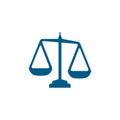 Justice Scales Blue Icon On White Background. Blue Flat Style Vector Illustration Royalty Free Stock Photo