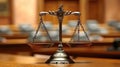 Justice Scale Symbol in Courtroom - Law, Judgment, Balance and Freedom Concept Royalty Free Stock Photo
