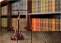 Justice Scales and wooden gavel. Justice concept Royalty Free Stock Photo