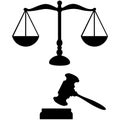 Justice scales and gavel