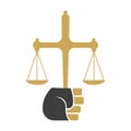 Justice Scales in Hand logo template design.