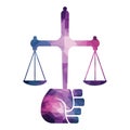 Justice Scales in Hand logo template design.