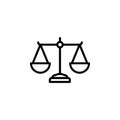 Justice Scales Line Icon In Flat Style Vector For App, UI, Websites. Black Icon Vector Illustration Royalty Free Stock Photo