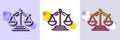 Justice scales line icon. Judgement scale sign. Halftone dotted pattern. Vector