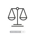 Justice scales line icon. Judgement scale sign.