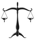 Justice scales silhouette. Mechanical balancing scales, symbol of law and judgment, punishment and truth, measuring Royalty Free Stock Photo