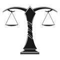 Justice scales silhouette. Mechanical balancing scales, symbol of law and judgment, punishment and truth, measuring