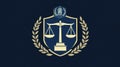 Justice Scales Logo - Law and Order, Legal Emblem, Court Symbol on Navy Background Royalty Free Stock Photo