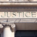 Justice sign Courthouse Building law court square format Royalty Free Stock Photo