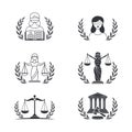 Justice sign or symbol collections with hand drawn lineart vector design Royalty Free Stock Photo