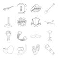Justice, sport, swimming and other web icon in outline style.game, transportation, travel icons in set collection. Royalty Free Stock Photo