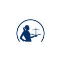 Justice statue icon, sign, illustration on white background Royalty Free Stock Photo