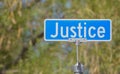Justice street sign in Big Water, Kane County, Utah
