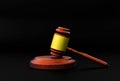 Justice Symbol Gavel and law sign in 3D Rendered on Dark Black Background. Modern Justice and court concept