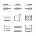 Justified type icon set - left justified, right justified, full,