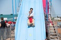Justin Trudeau and Hadrien on slide