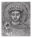 Justinian mosaic, vintage engraving