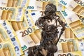 Justitia Figure with 200 Euro bills