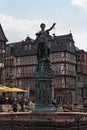 Justitia - Lady Justice sculpture on the Roemerberg square in Frankfurt, Germany