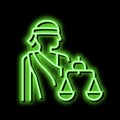 justitia law neon glow icon illustration